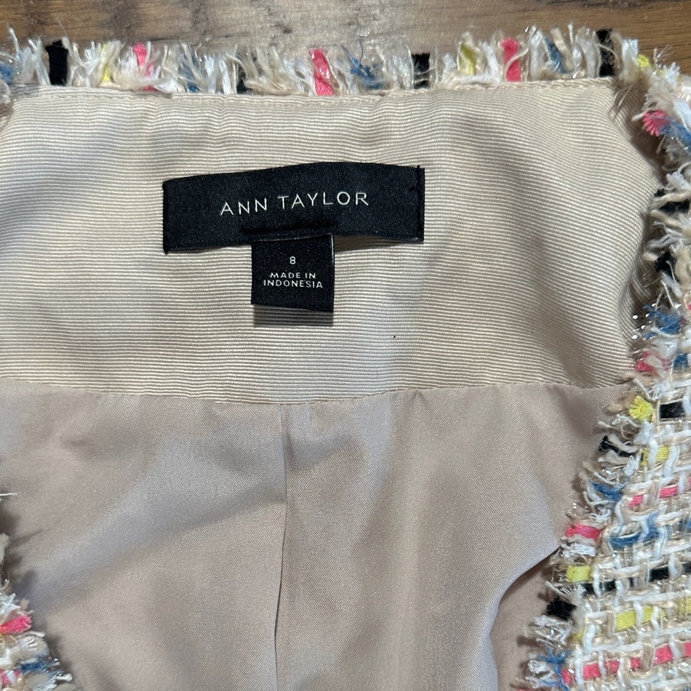 Ann Taylor Cream and Multicolor Tweed Jacket - Picture 2 of 9